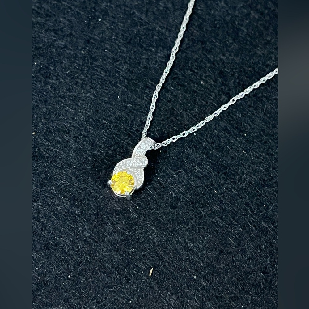 Yellow and Clear CZ Sterling Necklace